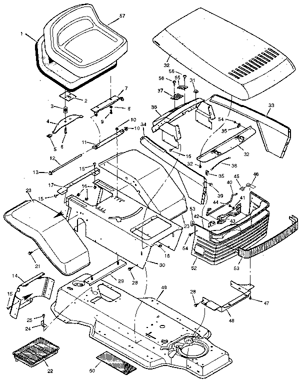 Craftsman 502255111 chassis & hood diagram