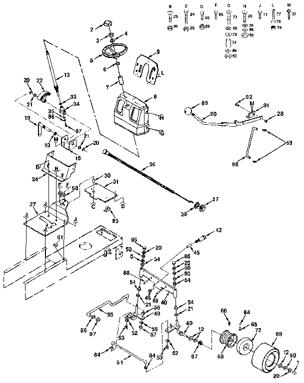 Craftsman 917258493 steering assembly diagram