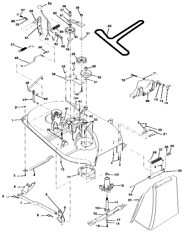 Craftsman 917255574 38" mower deck diagram