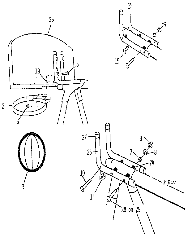 Sears 7864422 basketball backboard & goal assembly diagram