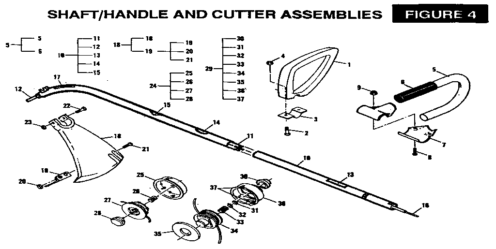 McCulloch SILVER EAGLE 28-11400128-17 shaft/handle and cutter assemblies diagram