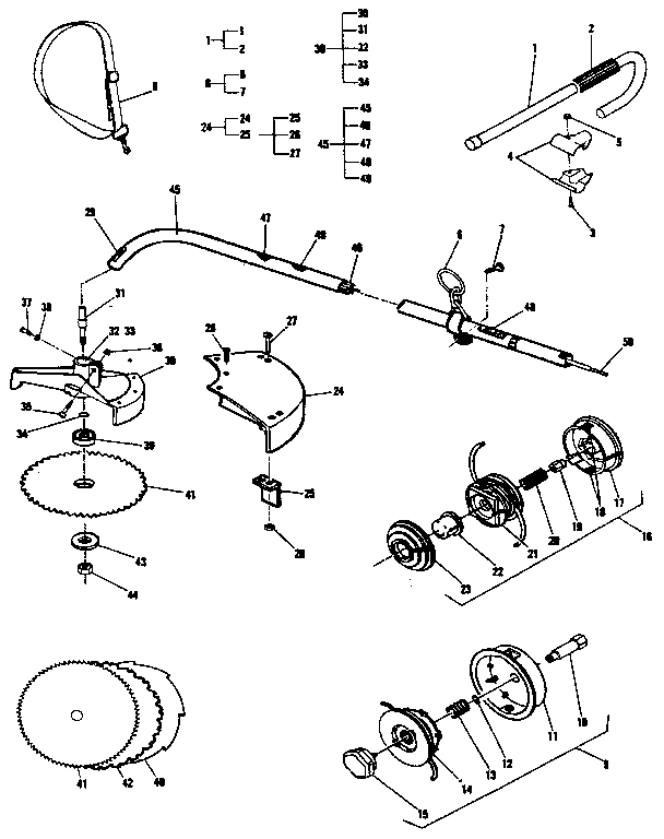 McCulloch EB285BC-11400128-08 shaft/handle and cutter assemblies diagram