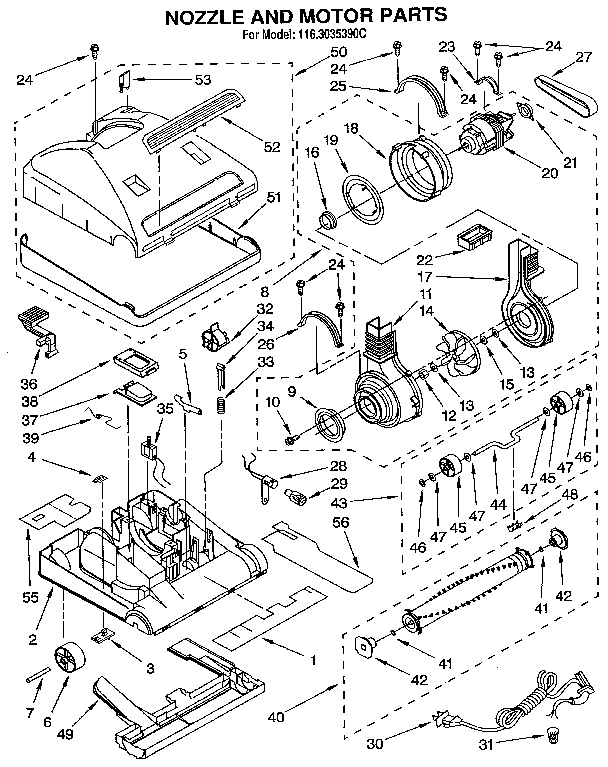 Kenmore 1163035390C nozzle and motor diagram