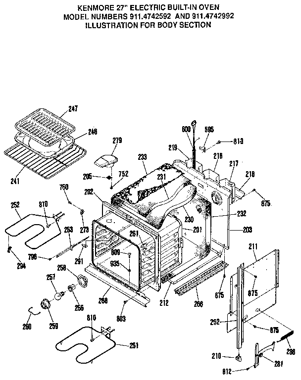 Kenmore 9114742992 body section diagram