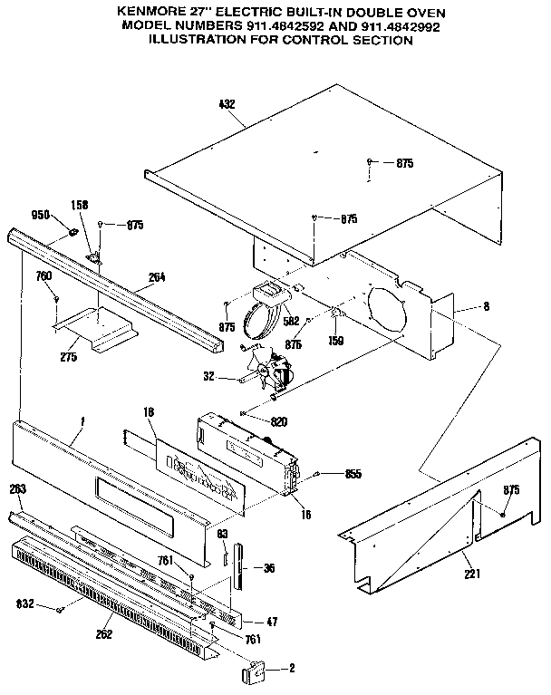 Kenmore 9114842592 control section diagram