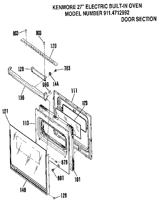 Kenmore 9114712992 door section diagram
