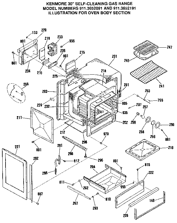 Kenmore 9113652091 body section diagram