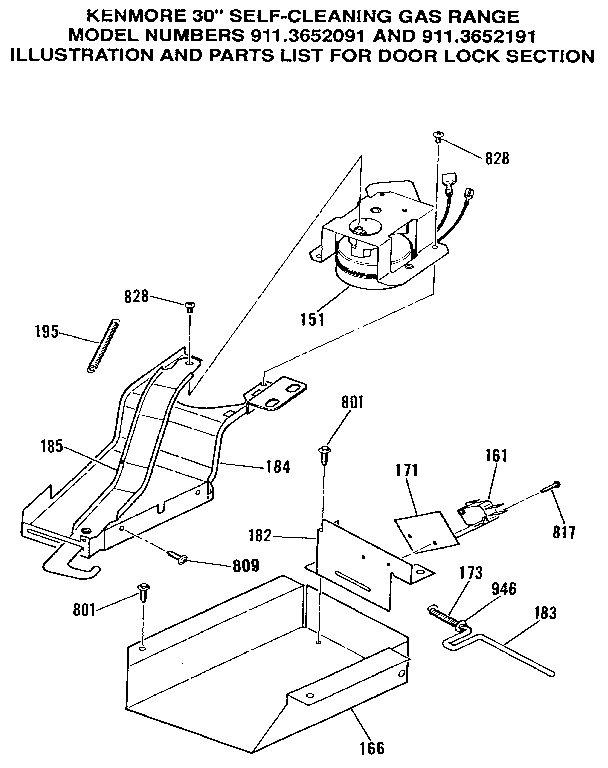 Kenmore 9113652091 door lock section diagram