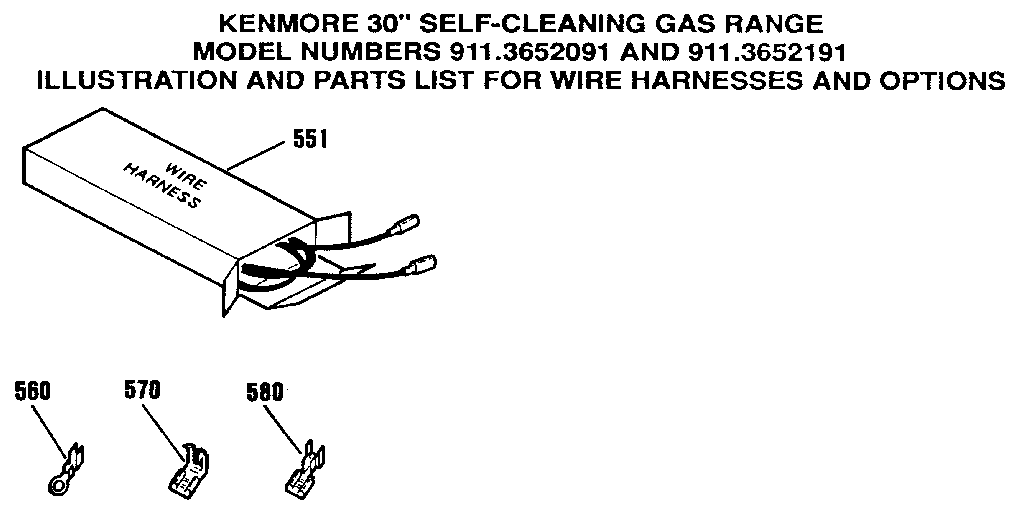 Kenmore 9113652091 wire harnesses and options diagram