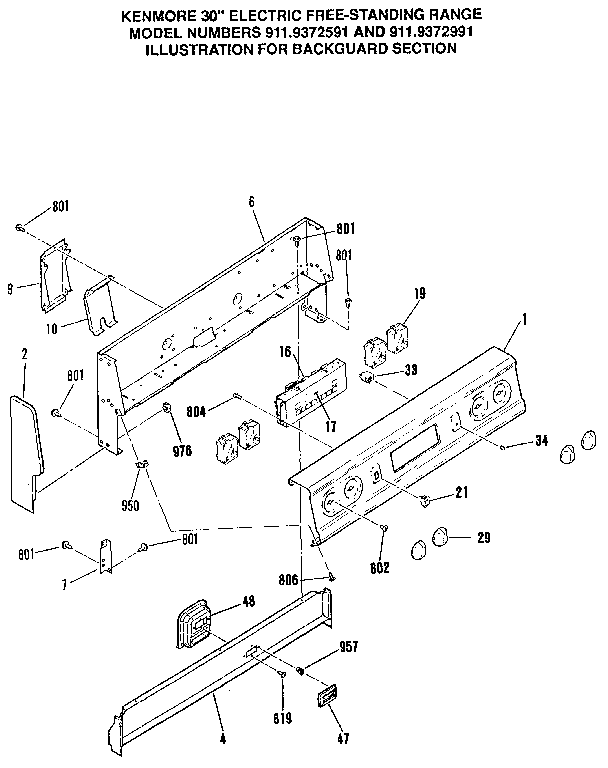Kenmore 9119372591 backguard section diagram