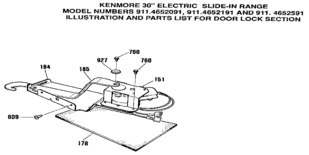 Kenmore 9114652591 door lock section diagram