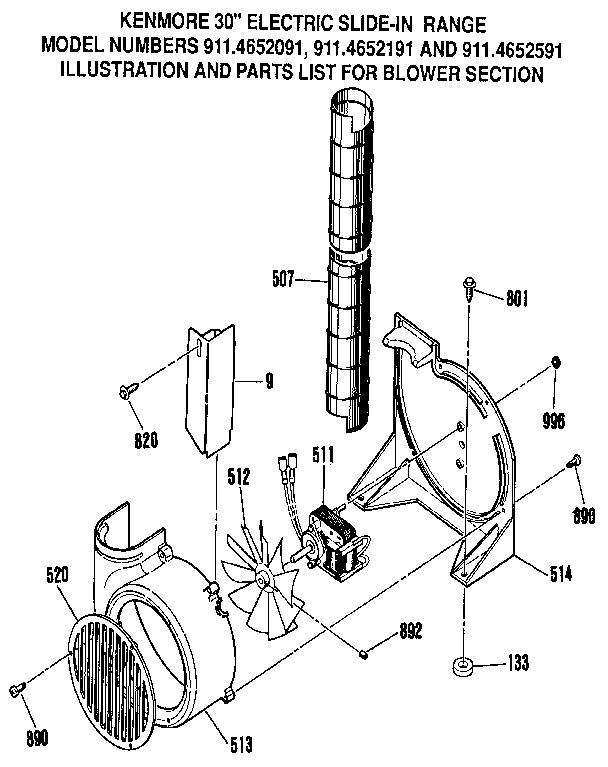 Kenmore 9114652591 blower section diagram