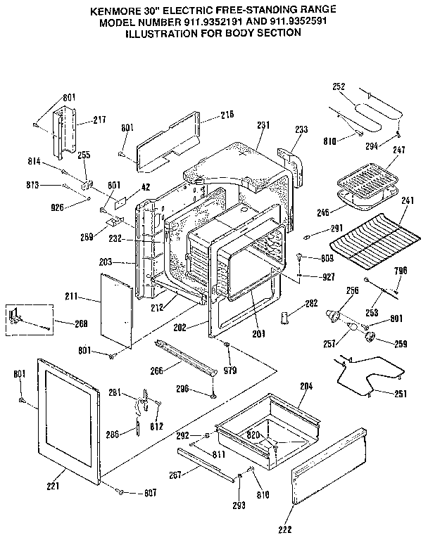 Kenmore 9119352591 body section diagram