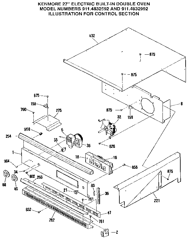 Kenmore 9114832992 control section diagram
