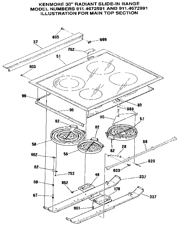 Kenmore 9114672591 main top section diagram