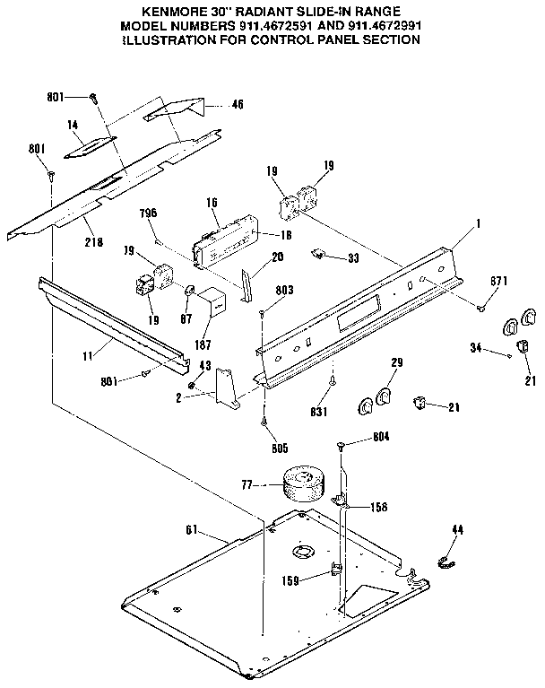 Kenmore 9114672591 control panel diagram