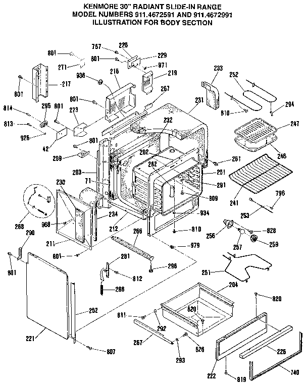 Kenmore 9114672591 body section diagram