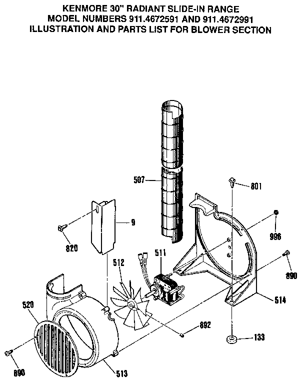 Kenmore 9114672591 blower diagram