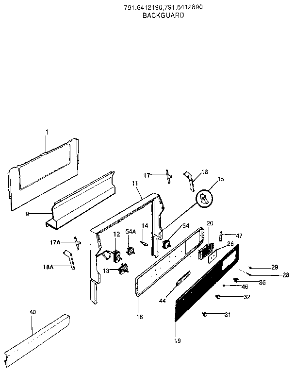 Kenmore 7916412190 backguard diagram