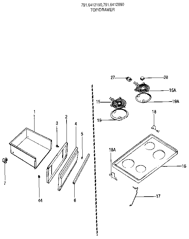 Kenmore 7916412190 top/drawer diagram