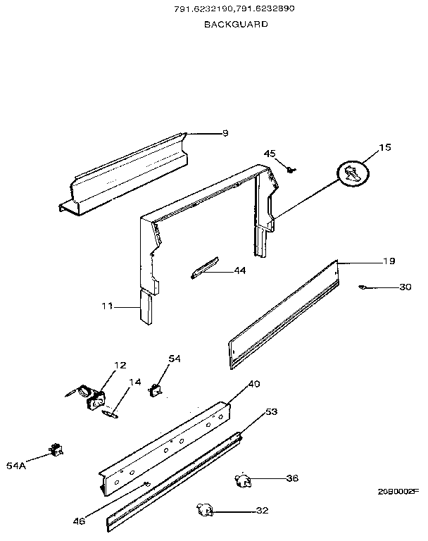 Kenmore 6286232190 backguard diagram