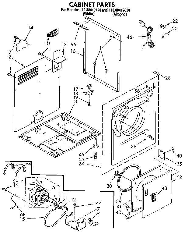 Kenmore 11088419820 cabinet diagram