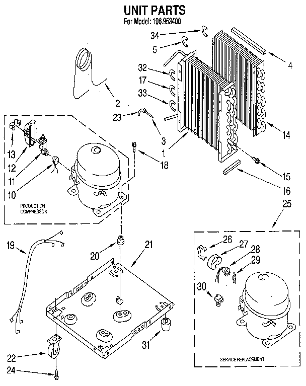 Kenmore 106953400 unit diagram
