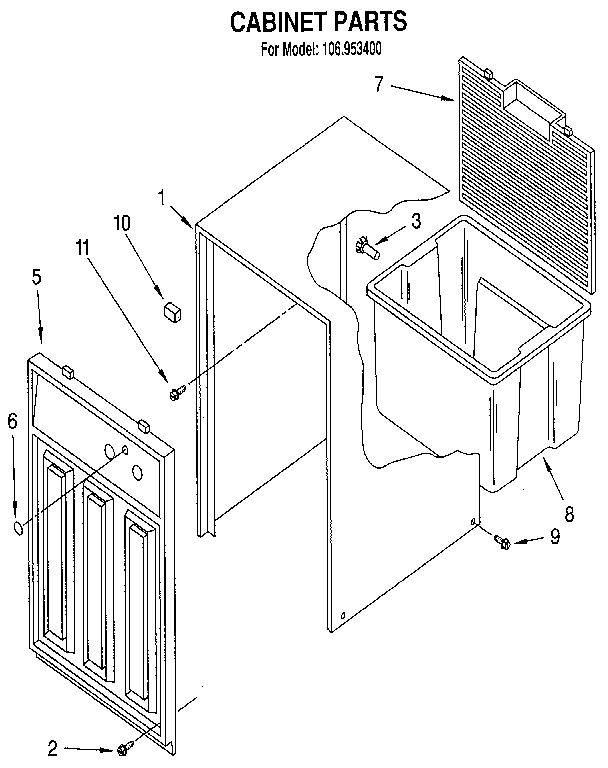 Kenmore 106953400 cabinet diagram