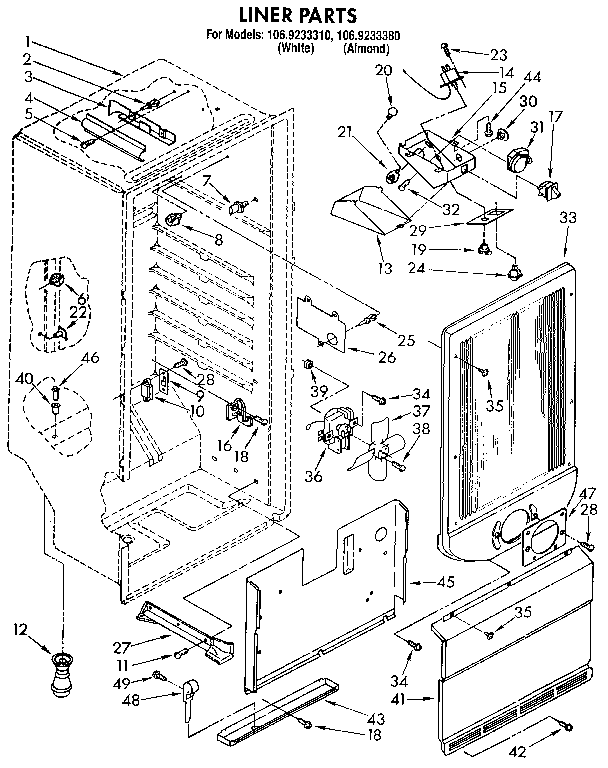 Kenmore 1069233380 liner diagram