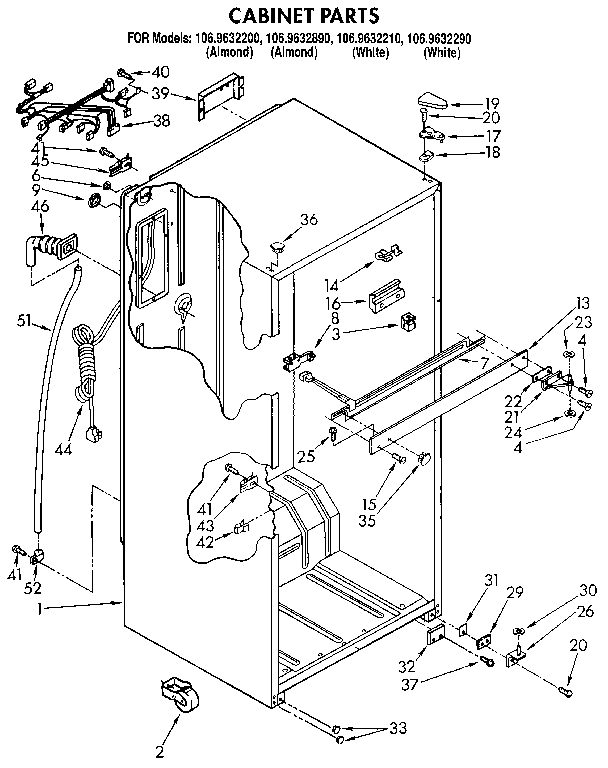 Kenmore 1069632200 cabinet diagram