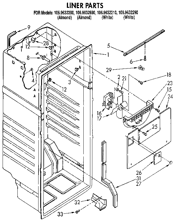 Kenmore 1069632200 liner diagram