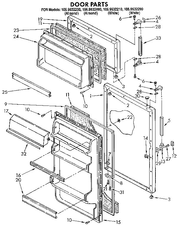 Kenmore 1069632200 door diagram