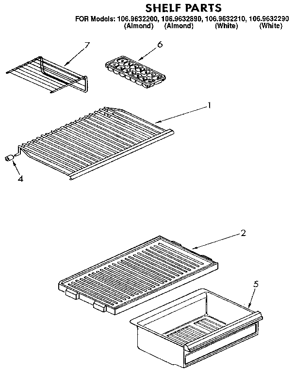 Kenmore 1069632200 shelf diagram