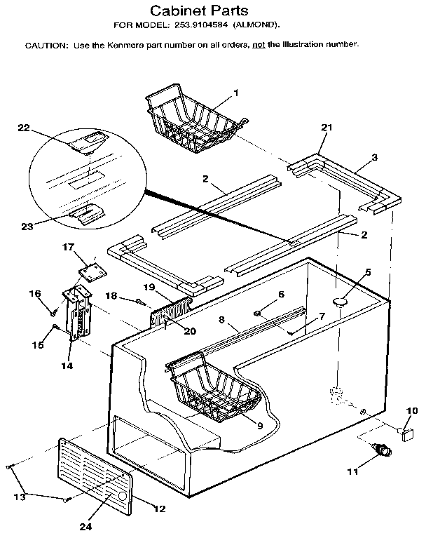 Kenmore 2539104584 cabinet diagram