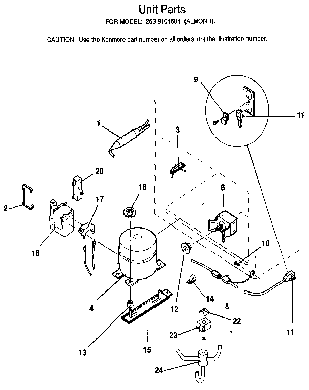 Kenmore 2539104584 unit diagram