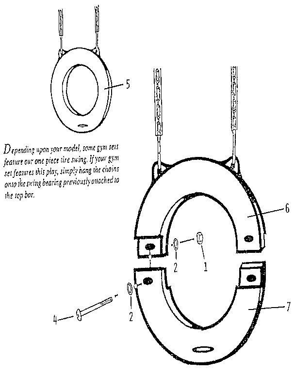 Sears 72707 tire swing assembly diagram