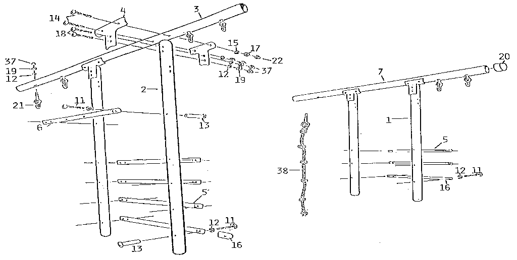 Sears 720611 ladder assembly diagram