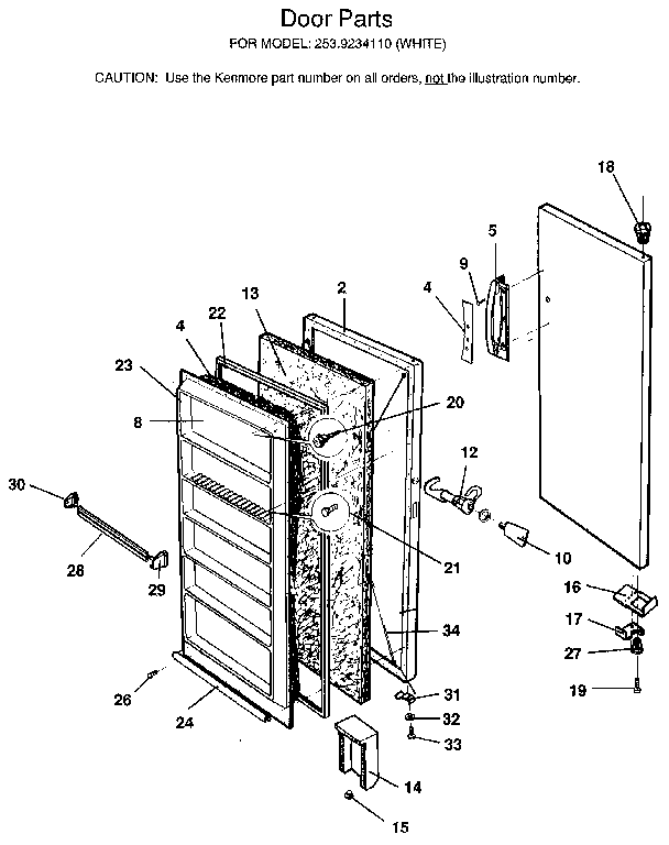 Kenmore 2539234110 door diagram