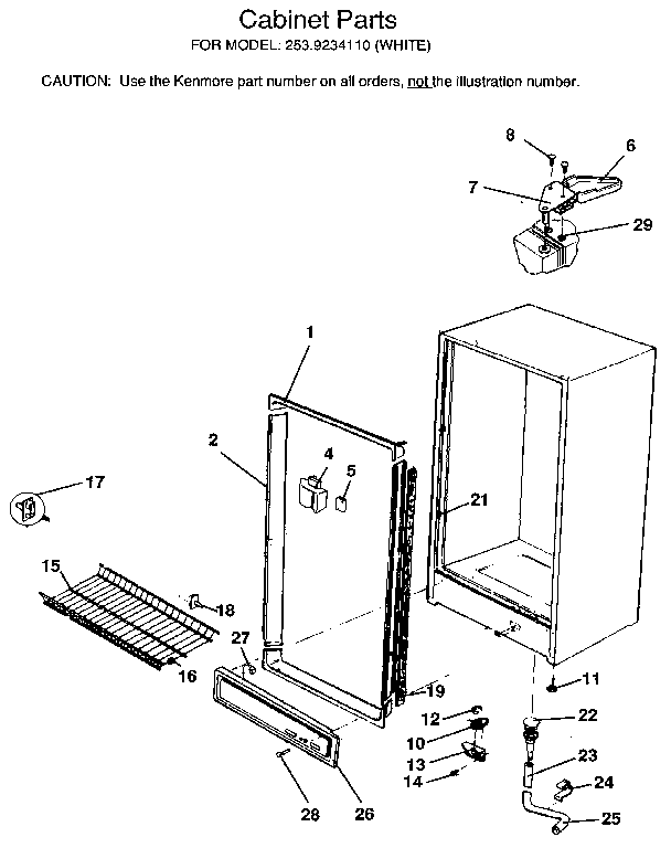 Kenmore 2539234110 cabinet diagram