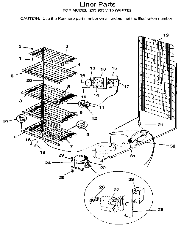 Kenmore 2539234110 liner diagram