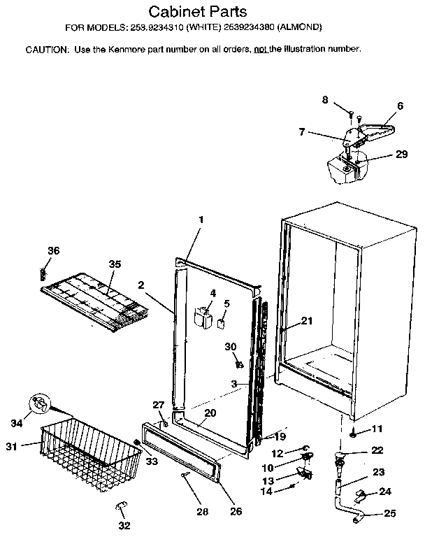 Kenmore 2539234380 cabinet diagram