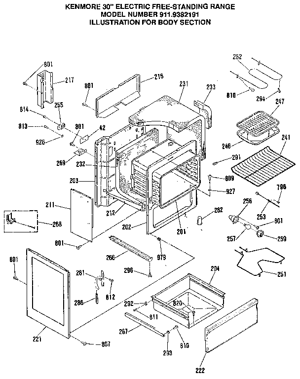 Kenmore 9119382191 body section diagram