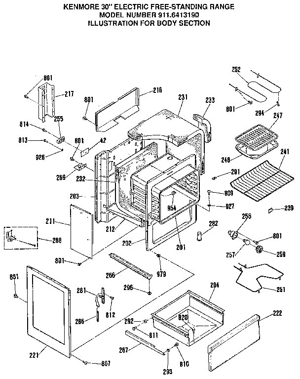 Kenmore 9116413190 body section diagram