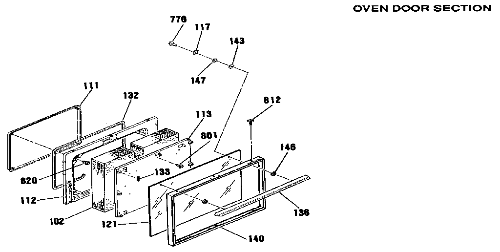 Kenmore 9116413190 oven door section diagram