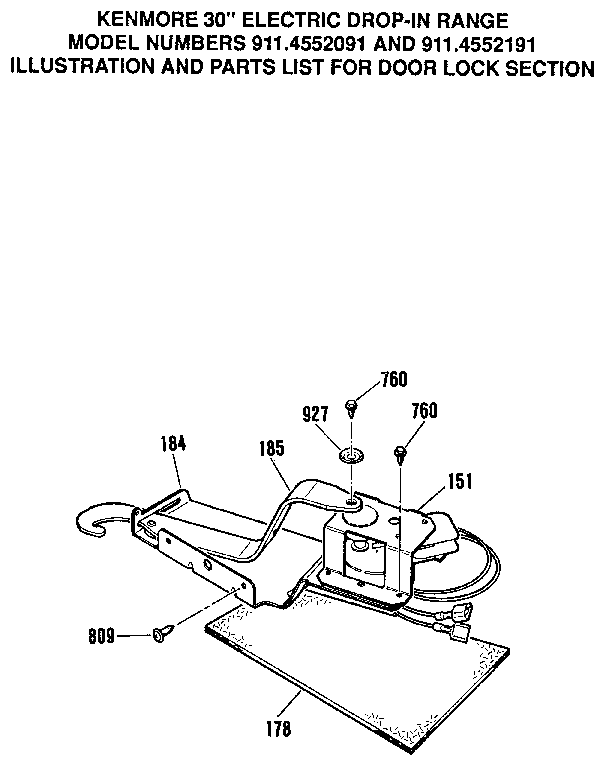 Kenmore 9114552091 door lock section diagram