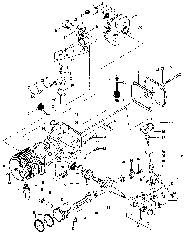 McCulloch PRO MAC 4300 MODEL 600116-05 figure 6 powerhead assembly diagram