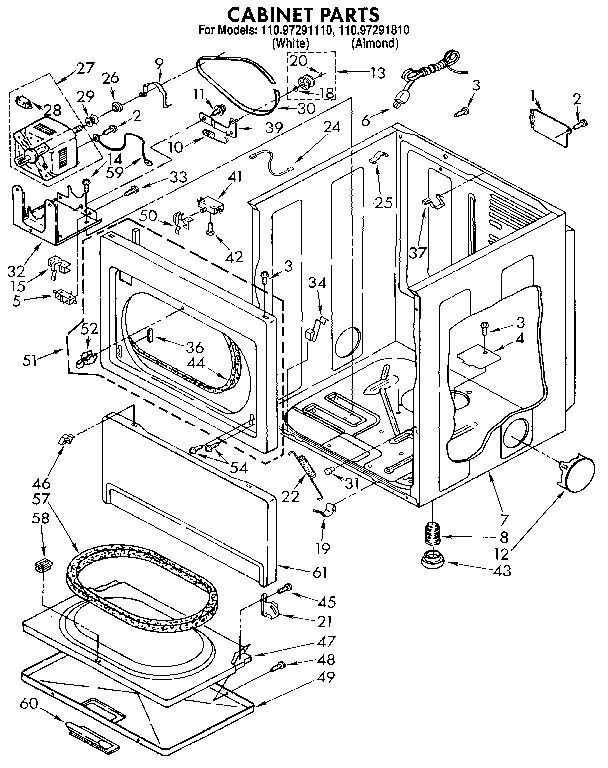 Kenmore 11097291810 cabinet diagram