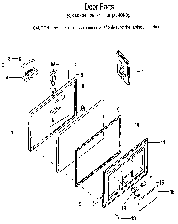 Kenmore 2539133380 door diagram