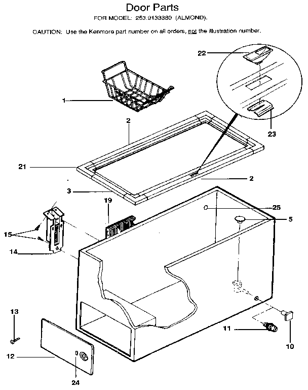 Kenmore 2539133380 door diagram