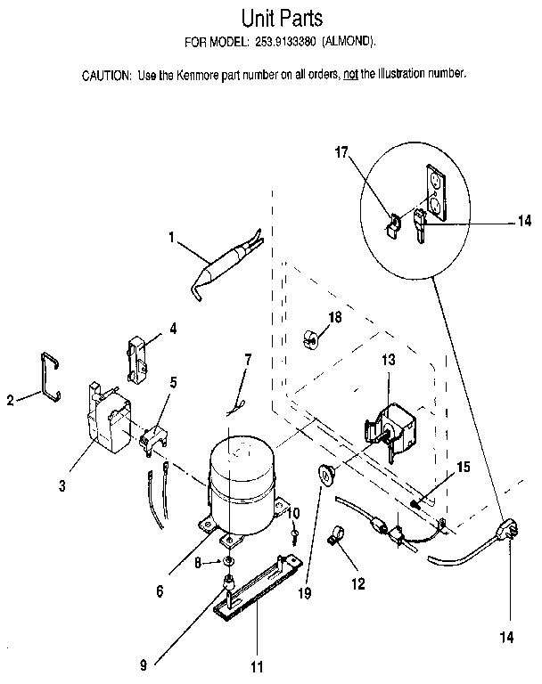 Kenmore 2539133380 unit diagram
